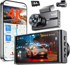 4K Dash Cam,3.6" IPS Touch Screen,1080P Dash Camera for Cars,Built-in WiFi,G-Sensor,Night Vision, Loop Recording,7/24H Parking Mode,Dash Cam Front and Rear with 64GB Card Included