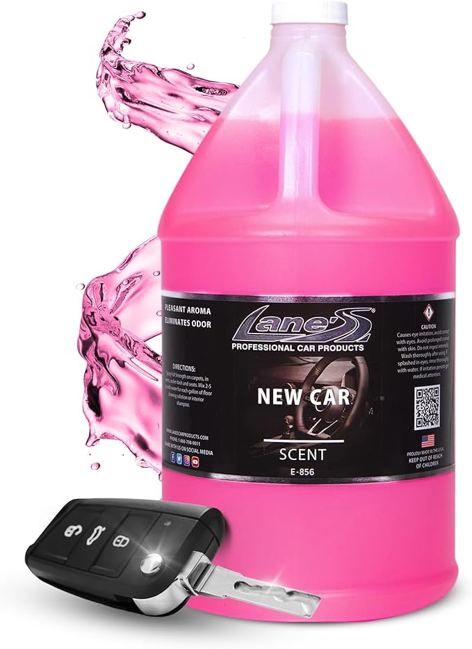 LANE’S Premium Car Air Freshener "New Car" - 128oz Water-Based, Long-Lasting Auto Scent Spray - Food, Pet, Odor Smell Deodorizer for Cars, Trucks, SUVs' Interior Leather, Carpet, Upholstery