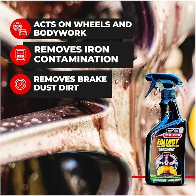 Mafra Fall Out Iron Remover | Color Change Decontaminant for Brake Dust and Iron Fallout | pH Balanced and Acid Free for Wheels and Paint | Fast Rinse Reaction for Coating Prep | 500 Milliliters