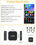 5-in-1 Wireless CarPlay Adapter with Netflix/YouTube/TF, Android Auto & Carplay Adapter with USB-A and USB-C Cables,Convert Wired to Wireless Apple Dongle, Magic Video Ai Box Car Play for iOS 10+