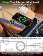 2Pack Multi Charging Cable Cord for Travel Vacation Essentials,Apple Watch Charger,iPhone 17 Charger,[3-in-2] USB A/Type C/Lightning Cable for iWatch,iPhone 17-11,Xbox Series X&S,Airpods,Home,Office