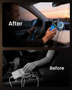 for MagSafe Car Mount Charger, 15W Fast Wireless Cars Charger with Retractable Charging Cable, Magnetic Car Phone Holder for iPhone 17/16/15/14/13/12 Series (Plus & Mini) (Black)