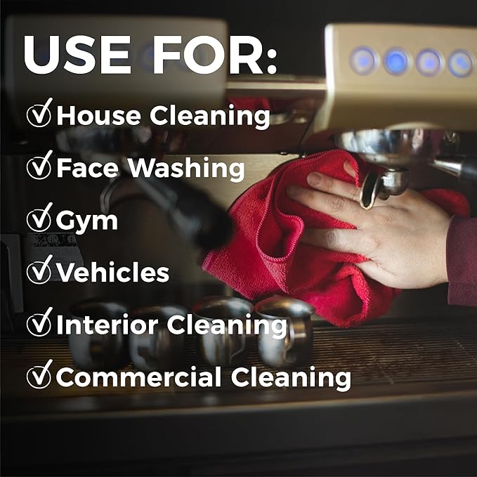 The Rag Company - All-Purpose Microfiber Terry Cleaning Towels - Commercial Grade, Highly Absorbent, Lint-Free, Streak-Free, Kitchens, Bathrooms, Offices, 300gsm, 14in x 14in, Red (12-Pack)