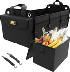 MIKKUPPA Car Trunk Organizer with Cooler - 100L Large Car Organizer, 1680D Oxford Collapsible Suv Trunk Storage with 2 Adjustable Straps for Auto, Truck, Suv (Black)
