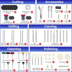 652-Piece Rotary Tool Accessory Kit, Dremel Compatible, Includes Grinding, Sanding, Cutting, Drilling, Cleaning, Polishing, Carving Bits & Attachments for DIY Enthusiasts