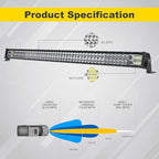 5D 52'' inch Straight LED Light Bar + 4'' inch White/Amber Yellow LED Pods Strobe Light Driving Fog Light Spot Flood Combo Beam Offroad Lighting with Switch Wiring Harness for Truck Pickup ATV