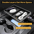LFOTPP Center Console Organizer for 2025-2026 GMC Yukon (Elevation/AT4) 2PCS Armrest Storage Box Tray ABS Materials& TPE Wirless Mats Storage Box- Only Compatible with Console Without Cover