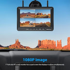ZEROXCLUB 4 Cameras Wireless RV Backup System with 7-Inch Monitor, 2 Rear Sharkfin 2 Side Cameras, IR Night Vision, IP69k Waterproof Recording, Compatible with Furrion Pre-Wired RV Truck Trailer BW4