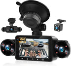 SIXTOP 360 Degree View 4 Channel Dash Cam,1080P Front and Rear Inside Left Right Dash Camera for Cars, 3" IPS Screen Night Vision, G-Sensor, 24H Parking Mode,Wide Angle Loop Recording,Reverse Assist