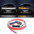 Dual Color Amber White Switchback 79 Inches Car Hood Light Strip,Exterior Flexible Headlight Waterproof Daytime Running Light Strip(1 Set)