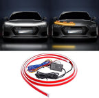 Dual Color Amber White Switchback 79 Inches Car Hood Light Strip,Exterior Flexible Headlight Waterproof Daytime Running Light Strip(1 Set)