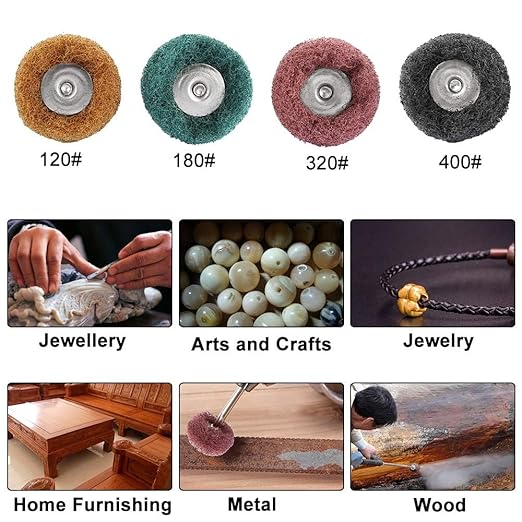 Rocaris 40 Pack 1 inch Abrasive Wheel Buffing Polishing Wheel Set for Rotary Tool - with 1/8" Shank (25mm)