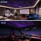 Upgraded 16W Starlight Headliner Kit LED Star Ceiling Stars Fiber Optic Lights Kit 500pcs Sound Activate APP/Remote Control 0.03in 6.5ft Fiber Strands Small Size Star Lights for Car/Home/Party