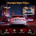 3 Channel 4K Dash Cam Front and Rear Inside, Wide-Angle 360 Camera for Car with 64GB Card Included, Durable Material Dash Camera with Loop Recording, Night Vision, G-Sensor, 5GHz WiFi, 24Hr Parking