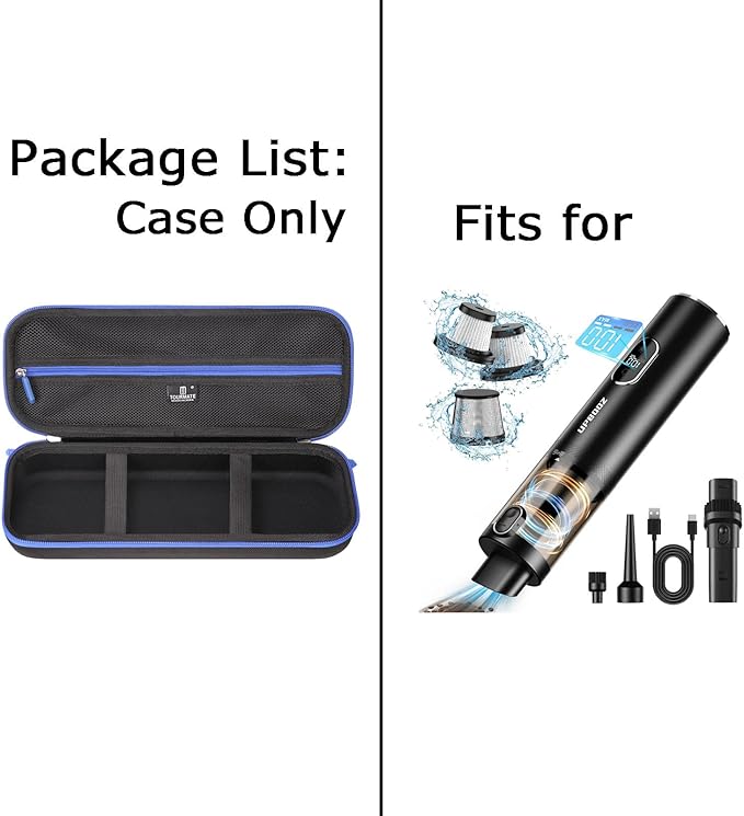 Tourmate Hard Storage Case for Upbooz/Vacuum/Minthouz/Dovety Vacuum Cordless - Travel Case for Portable Car Vacuum(Only Case)(Black & Blue)