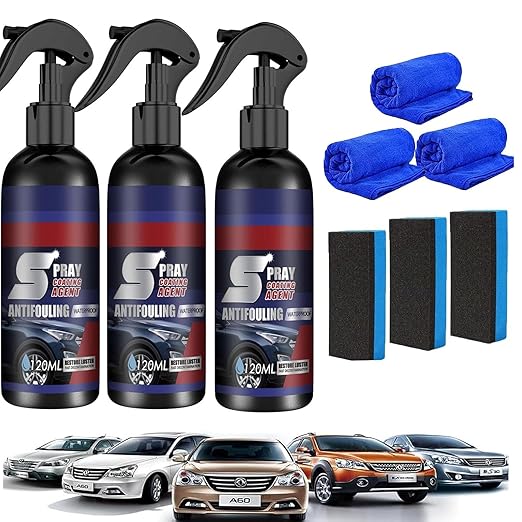 3 in 1 Spray Coating Agent, Car Coating Spray for Shine & Protection, Fast-Acting Coating Spray, Waterless Wash, Nanospray for Cars (3PCS x 120ml)