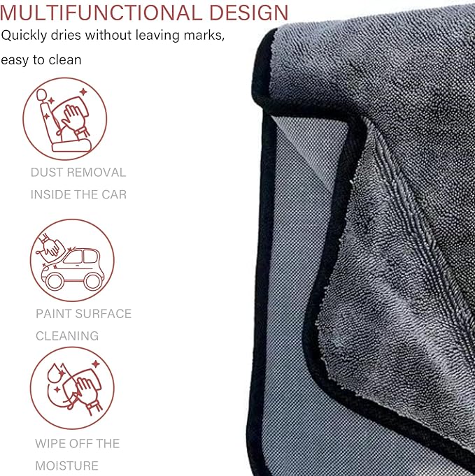 Flash Detail Towel, Black Extra Large 28"X36"Professional Microfiber Car Drying Towel,No Scratch Ultra Absorbent Drying Cloth,for Automotive Detailing Cleaning Accessories Interior and Exterior Wash