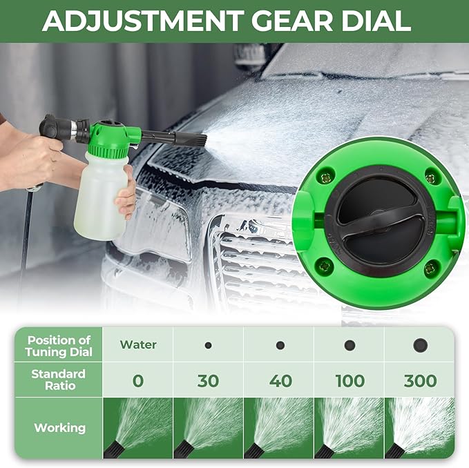 Elechomes Car Wash Foam Gun, Car Wash Soap Sprayer with Car Washing Mitts Quick Connect to Most Garden Hose (Green)