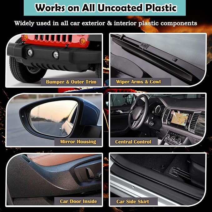 Plastic Refurbishment, Car Trim & Plastic Restorer for Refreshing Faded Plastic, Leather, Vinyl & Rubber Trim with Polish, Automotive Shiny Stuff, Black Car Exterior & Interior Care-200ml