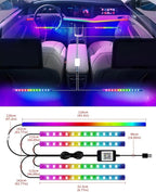 YM E-Bright 5 in 1 Car Interior Led Light Kit，Dreamcolor Acrylic Neon Interior Car LED Strip Lights，Dash Footwell Multicolor with Music Sync Mode and DIY Mode