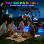Golf Cart Underglow LED Light Strip Kit, 28 Modes Neon Underbody Glow, 12-85V, Music Sync, Wireless Remote Control, Universal for All Golf Carts, EZGO, Club Car, Yamaha, 4 Pack