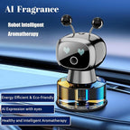 Robot Intelligent Aromatherapy Machine, Smart Cute Robot Car Air Freshener - Fine Spray/Fillable/Four-Gear Adjustment/Vibration Sensing/On-Off/Large Capacity Long-Lasting Fragrance/Black-V2(Cologne)