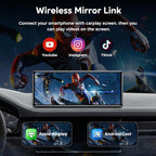 JATAZA 10.26" Wireless Apple Carplay Screen for Car, Secure Strong Bracket, Portable Apple CarPlay& Android Auto Car Stereo with GPS Navigation, Bluetooth, Mirror Link, Voice Control,Fits All Vehicles
