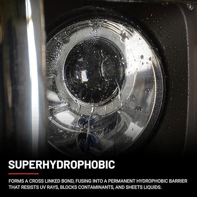Dr. Beasley's Headlight Coating Kit for Auto - Hydrophobic Nano Ceramic Coating, Prevents Fogging and Hazing, UV Inhibitors, Easier Cleaning, Sheets Liquids, Blocks Contaminants