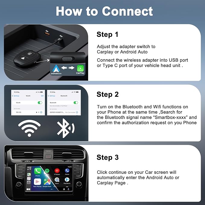 Wireless CarPlay Adapter for iPhone,Converts Factory Wired to Wireless,Plug & Play,Stable Control & No Delay,2025 Upgraded 2 in 1,USB A/C Port to iOS 10+ Android 10.0+
