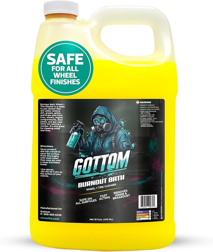 Gottom Wheel & Tire Cleaner - 128 oz – Professional Concentrated Rim & Tire Spray, Fast Acting Brake Dust Remover, Safe for All Surfaces, Brake Dust Cleaner, Grime Remover