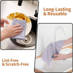 80 Pack Microfiber Cleaning Cloth Roll,Lint Free Rags & Tear Away Reusable Towels Washable Scratch,Ultra Absorbent Dish Rags(12" x 12") for Car Kitchen Home Garage-Light Purple