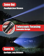 Victoper LED Flashlight 4 Pack, Bright 2000 Lumens Tactical Flashlights High Lumens with 5 Modes, Waterproof Zoomable Flash Light for Outdoor, Gifts for Student Dorm Camping Essentials Camper Gear