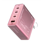 Mfish E-Rhino 140W USB-C Charger, True PD 3.1 GaN Fast Charger, 4-Port (3 USB-C + 1 USB-A) Foldable Plug Power Adapter for MacBook Pro 16”, iPhone 17/16, iPad, Galaxy, Tablet, Laptop, Pink