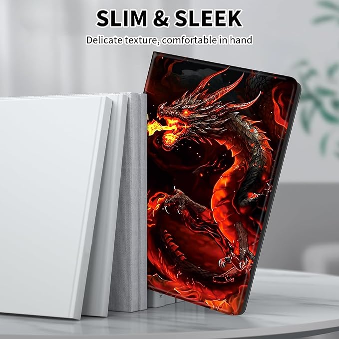Case for 7" Kindle Paperwhite 12th Generation 2024 & Kindle Colorsoft Signature Edition,Leather Folio Adjustable Stand Cover Auto Wake/Sleep for Kindle Paperwhite 2024,Fire Red Dragon