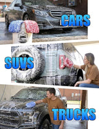 2Pack Premium Microfiber Car Wash Mitt, 10 x 8 Inches, Car Sponge Wrapped in Soft, Machine Washable (Blue & Red)