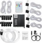 Upgraded Starlight Headliner Kit, Meteor & Music Effect 16 Million Colors, 22W RGBW 1300pcs 0.2in x 4.92ft, Split 4+10 Holes Fiber Optic Light Kits for Car Home Ceiling, APP & Remote