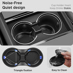 Center Console Organizer Tray for Tesla Model Y Juniper Accessories 2025 2026/For Tesla Model 3 Highland Accessories 2024 2025 2026 [Slide Smoothly/US Patent] Cup Holder Matte Black