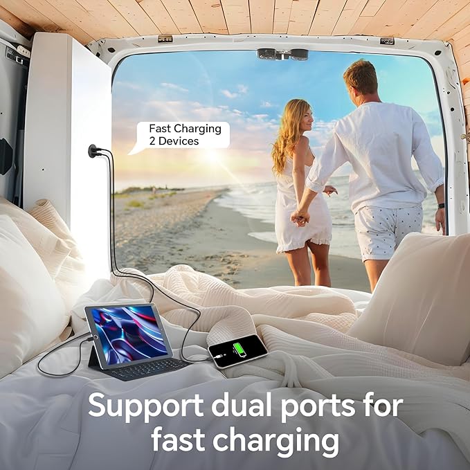 50W 12V USB Outlet Dual 25W USB-C Charger PD 3.0 Aluminum Fast Charging Socket, Replacement Car Charger Accessories for RV Camper Trailer Truck Boat Golf
