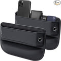 Premium Leather Car Seat Gap Filler Organizer (0.2”-1.2" Gaps), Clever Gifts for Car SUV Truck Owners (Black, 2 Pack)
