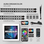 OPT7 Aura DreamColor Underglow Chasing Light Kit with APP & Remote Control, 4 PCS Flexible RGBIC LED Strips, 12V Neon Accent Underbody Lights for Car Truck RV, Multi Color Music Mode, Easter Gifts