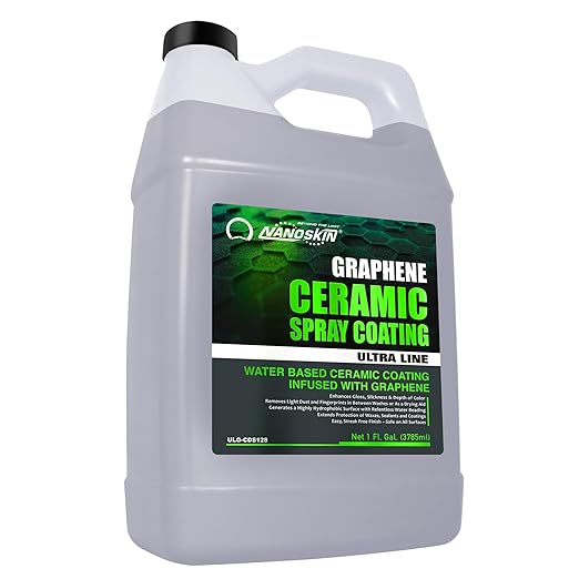 Nanoskin Graphene Ceramic Spray Coating 1 Gallon – Water Based Super Hydrophobic Spray Substitutes Car Waxes, Paint Sealant, Top Coat Polymer | Apply After Car Wash, Clay Bar, Car Polisher Buffer