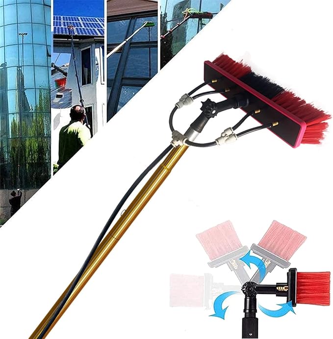 Window Cleaning Water Fed Poles, Telescopic Window Cleaner Kit Hose-fed Window Cleaner Brush for Cleaning Solar Panel-24FT (24FT)