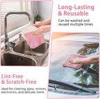 Niurewan Microfiber Cleaning Cloth Roll,75 Pack Reusable Tear Away Microfiber Towels,Ultra Absorbent Dish Rags for Car,Home,Garage or Shop (Pink)