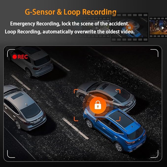 3 Channel Dash Cam Front Inside and Left Right, 1080P HD Dash Camera for Cars, 3.16 inches WiFi Car Camera,170°Wide Angle Vehicle Cam, Night Vision, Loop Recording, G-Sensor, 64GB Card