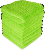 Liquid X Plush Waffle Weave Green Xtreme Microfiber Detailing Towel 16" x 16" Guaranteed Satisfaction (8 Pack)