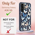 for Samsung Galaxy A36 5G Phone Case - Compatible with MagSafe Women Girls Cute Magnetic Protective Cover Girly Blue Butterfly Heavy Duty Shockproof Design for Samsung A36 5G Cases 6.7"