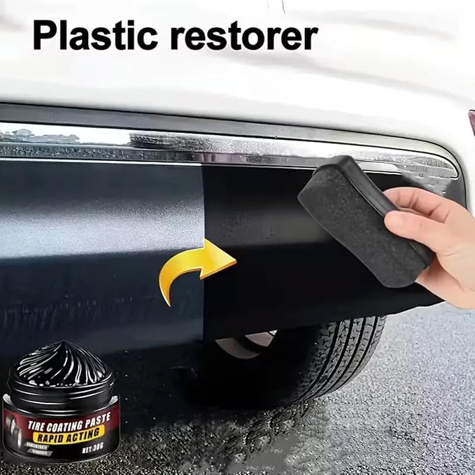 Premium Tire Coating & Trim Restorer, Tire Coating Paste, Long-Lasting Ceramic Coating & UV Protection, Bring Back the Original Deep Black Shine to Rubber and Plastic ﻿(3pcs)