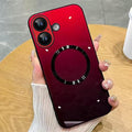 Guppy Compatible with iPhone 17 Magnetic Case, with Full Camera Lens Protector [Compatible with MagSafe] Scratch Resistant Gradient Glass Back Cover Phone Case-Red