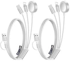 2 Pack Multi Charging Cable Cord for Travel Essentials,Apple Watch Charger,iPhone Charger,[3-in-2] Type C/L Cable Portable Designed for iWatch,iPhone 17-8,Galaxy S25-21,AirPods,iPad-4FT White