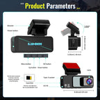 4K Dash Cam Front and Rear, NHOPEEW 3.16" Screen Dual Dash Camera for Cars with WiFi & GPS, Night Vision, 170°Wide Angle Car Dashboard Cam, G-Sensor, Loop Recording, 64GB Card Included
